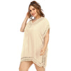 Women's Handmade V-neck Patchwork Solid Color Beach Dress
