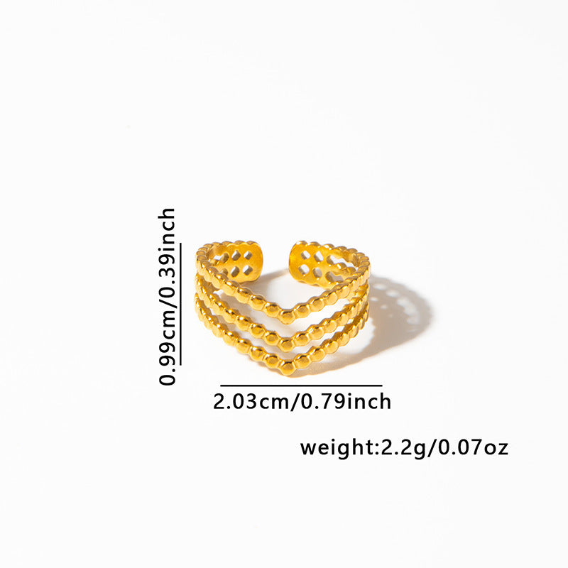 French Retro Titanium Steel Ring Golden