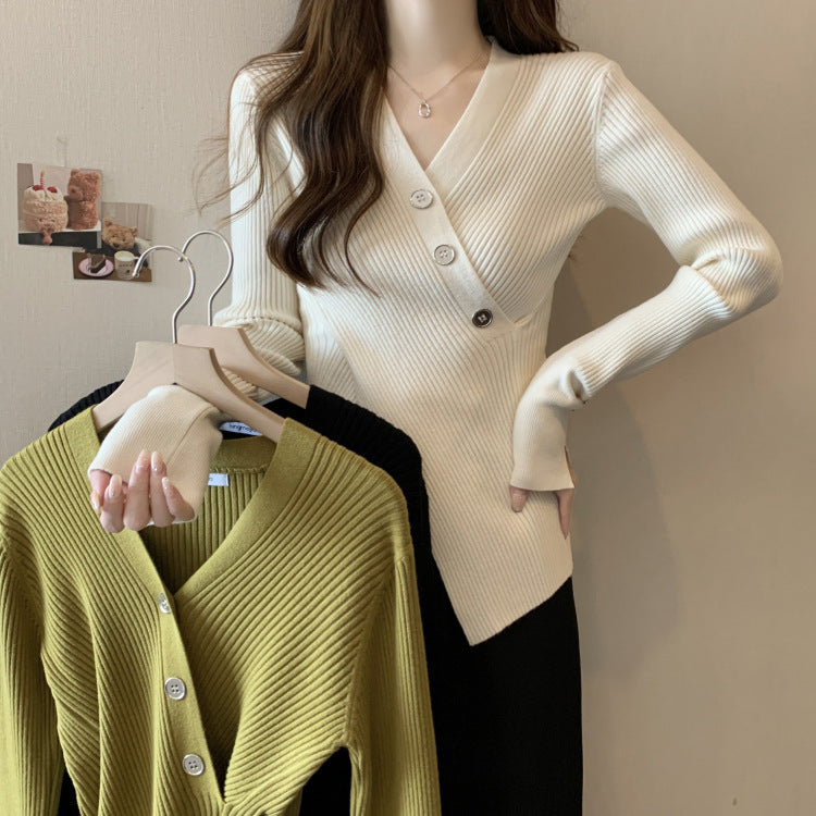 V-neck Pullover Design Sense Slimming Inner Autumn Sweater