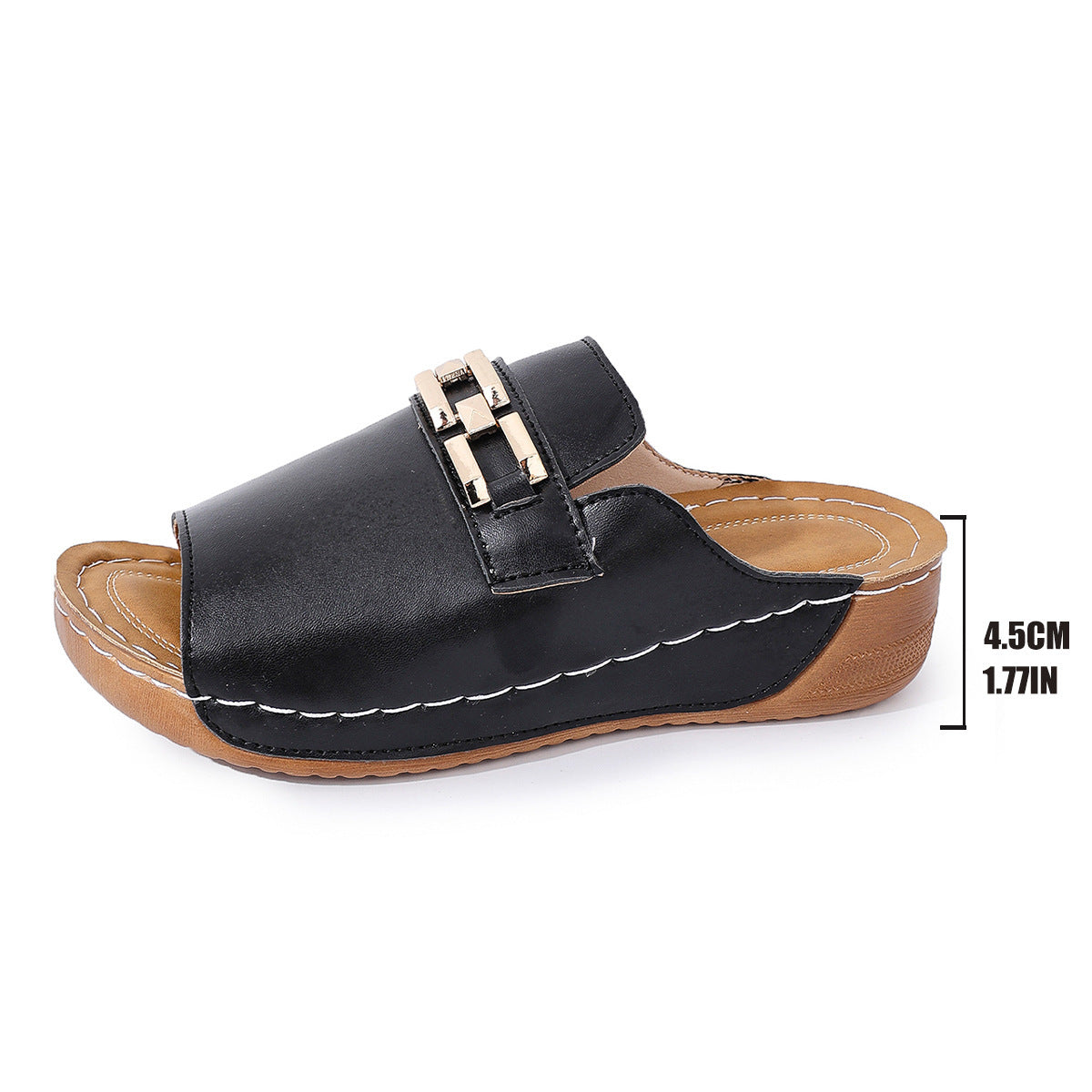 Plus Size Peep Toe Slippers With Metal Accessories