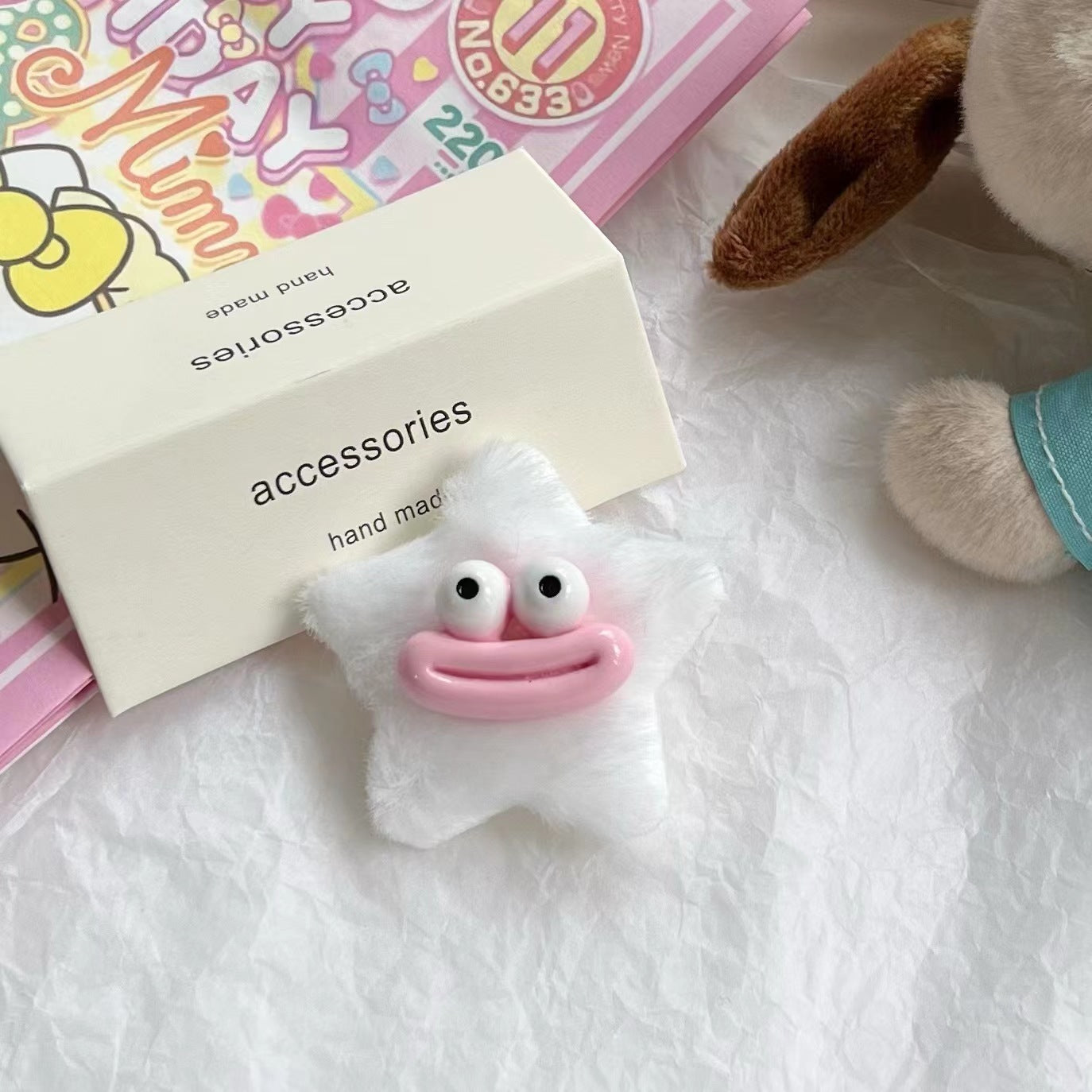 Girly Heart Plush Duckbill Clip