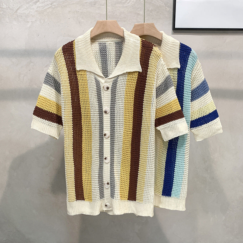 Dopamine Stripe Loose Casual Shirt