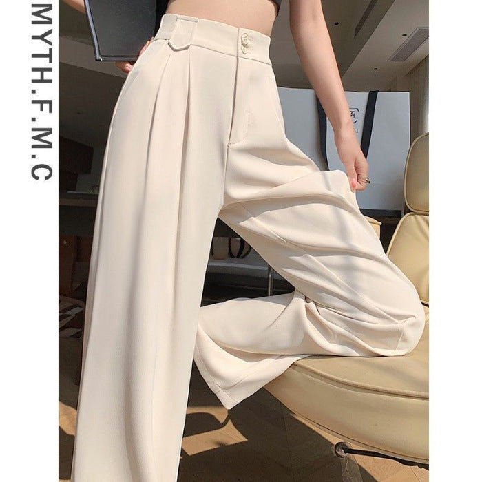 High Waist Narrow Version Ice Silk Wide-leg Pants Drape