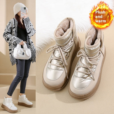 Fleece-lined High-top Snow Boots