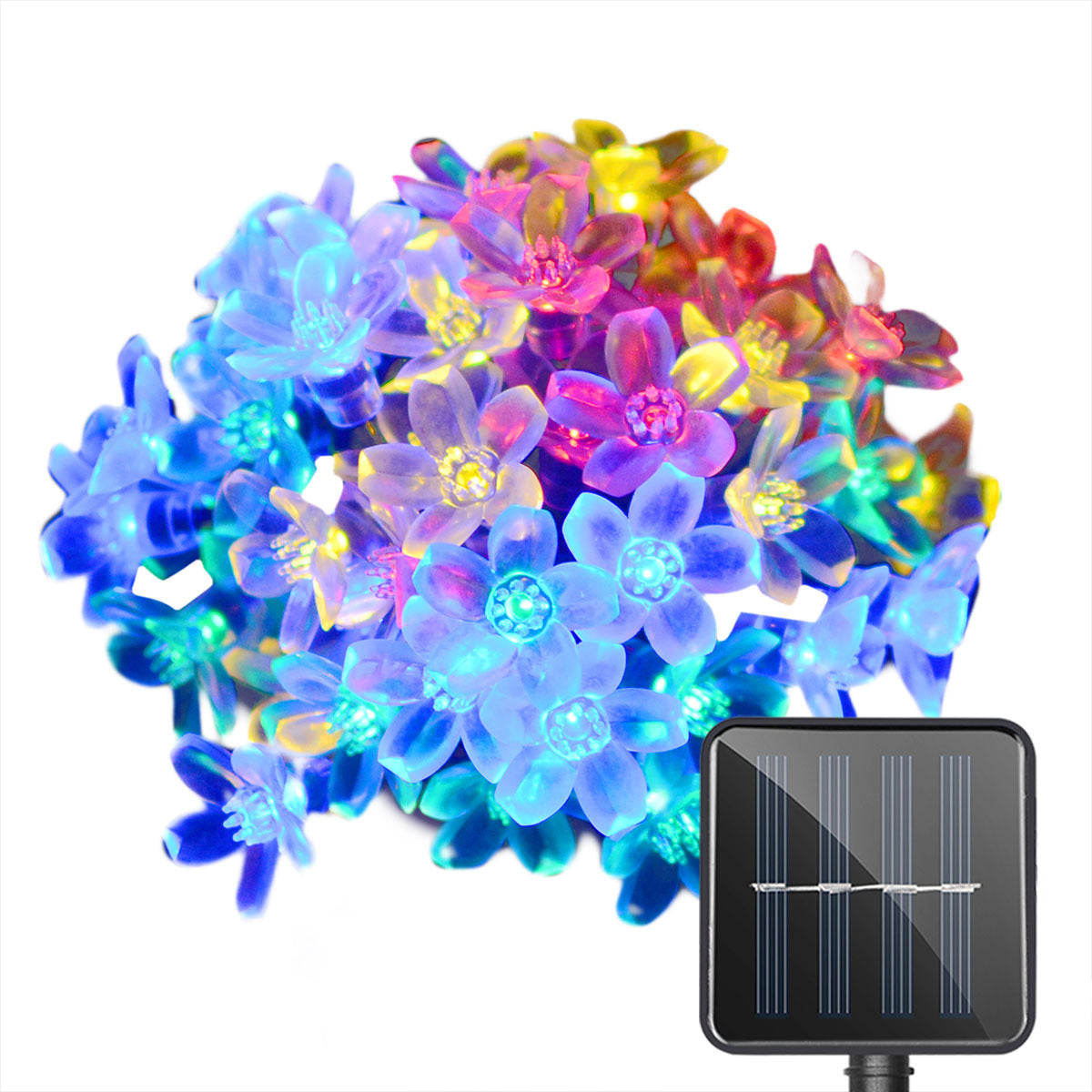 Solar-powered String Lights Flowers Flashing