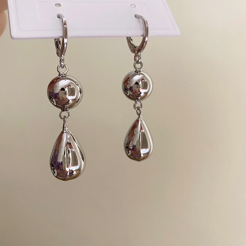 Metal Geometry Water Drop Pendant Earrings
