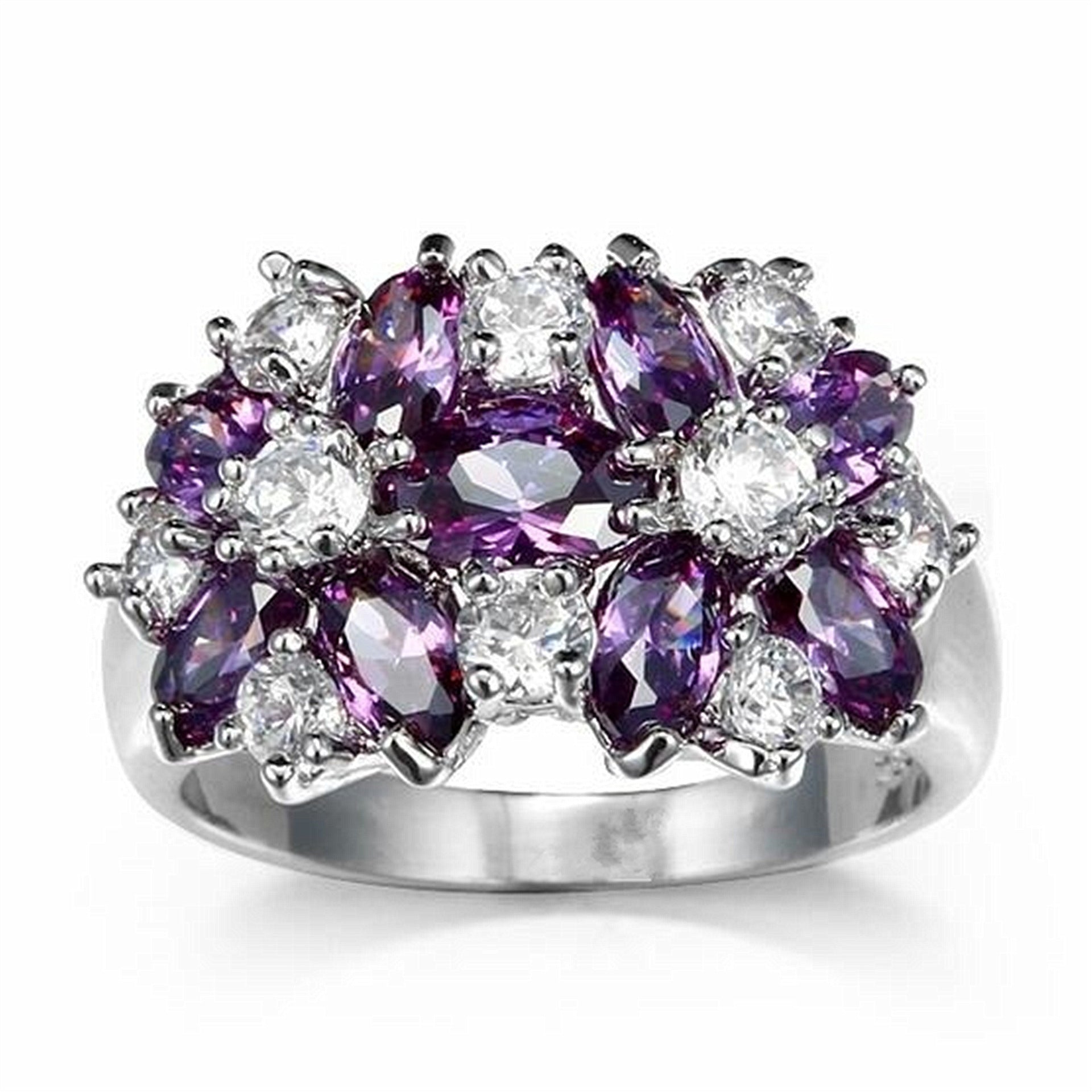 Zircon Creative Bloom Flower Rhinestone-embedded Ring