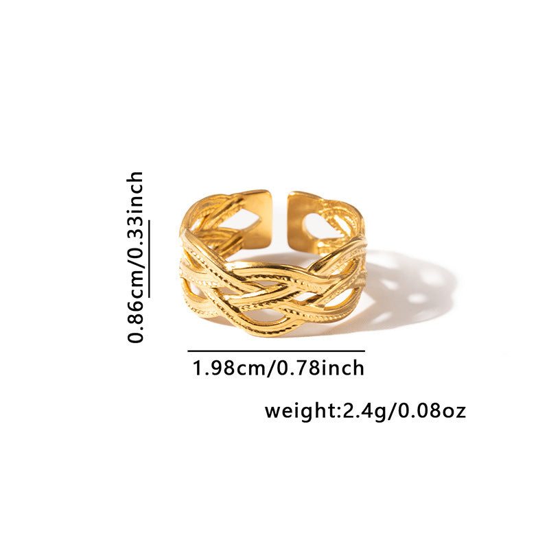 French Retro Titanium Steel Ring Golden