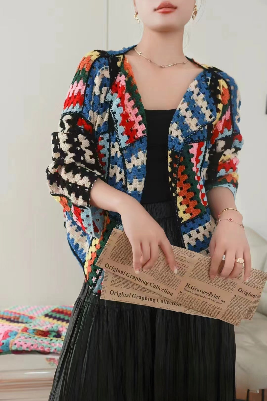 Sweet Heavy Industry Color  Long Sleeve Sweater