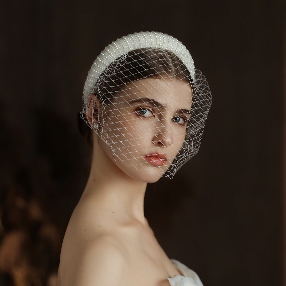 French Hepburn Style Bridal Veil White