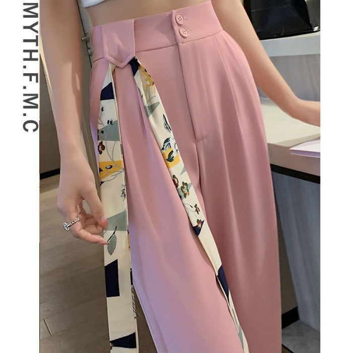 High Waist Narrow Version Ice Silk Wide-leg Pants Drape
