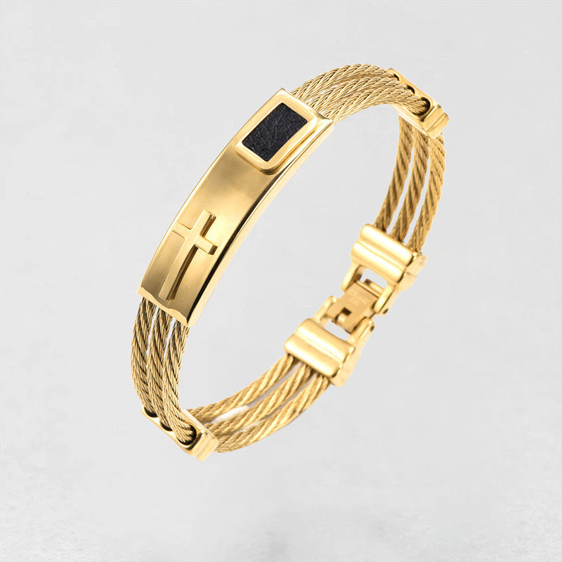Cross Titanium Steel Men's Bracelet