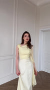 Elegant Single Long Sleeve Slim Satin Dress
