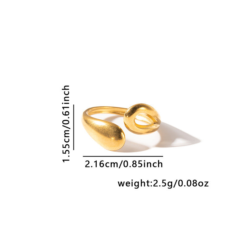 French Retro Titanium Steel Ring Golden