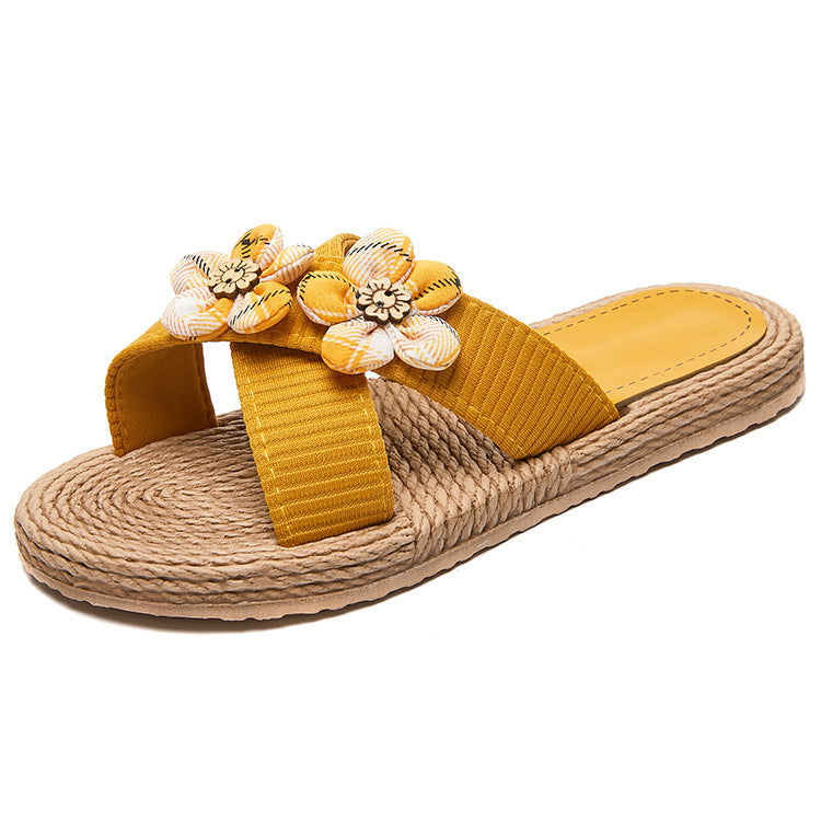 Summer Women's Slippers Rope Bottom Solid Color Fashion