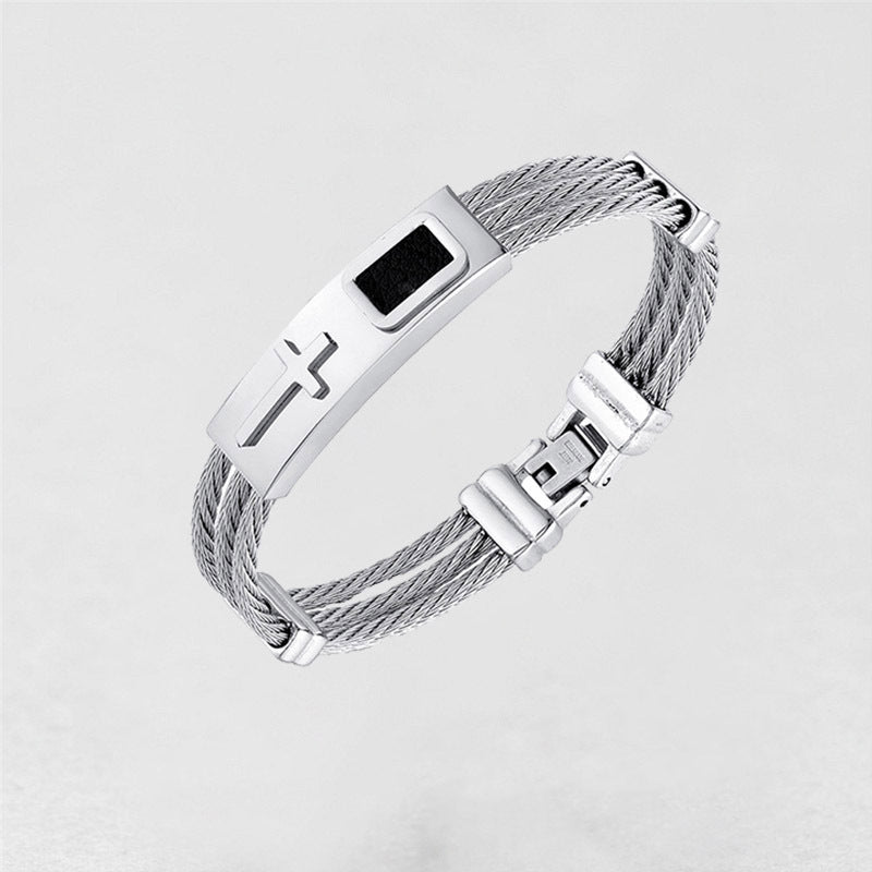 Cross Titanium Steel Men's Bracelet