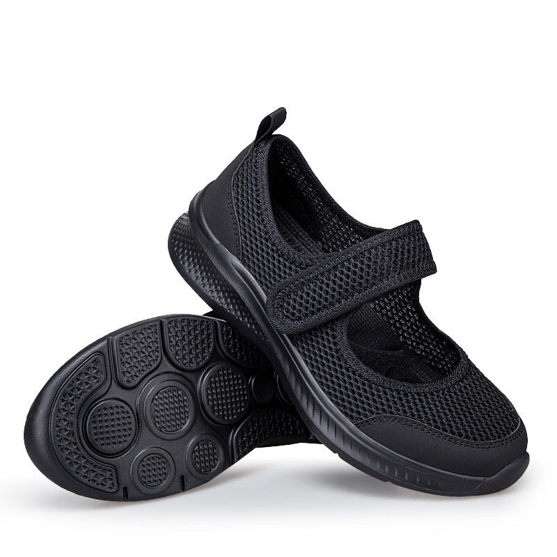 Low-top Thick Bottom Hollow Buckle Casual Mesh Shoes For The Old