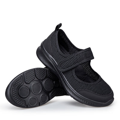Low-top Thick Bottom Hollow Buckle Casual Mesh Shoes For The Old