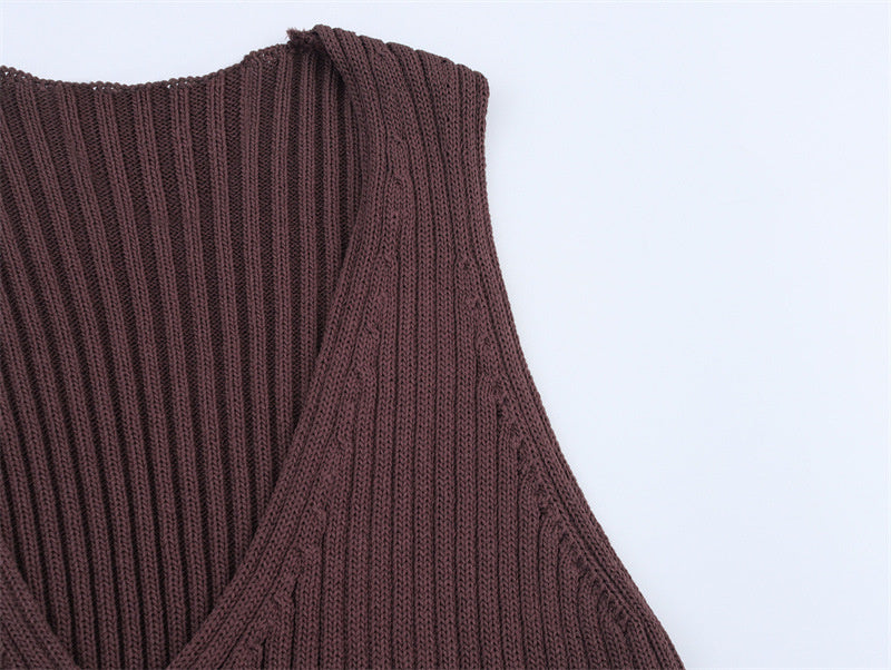 Summer Women's European And American Style Fashionable Simple Ruffled Knitted Top