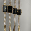 Silver Black Square Pearl Bracelet Diamond