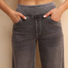 Shascullfites Full-Length Wide Leg Jeans Stretch Cotton Light Grey Wash Casual Pants With Multiple Pockets Baggy Fit
