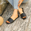 One-word Internet Celebrity Square Toe Flat Heel Women's Slippers