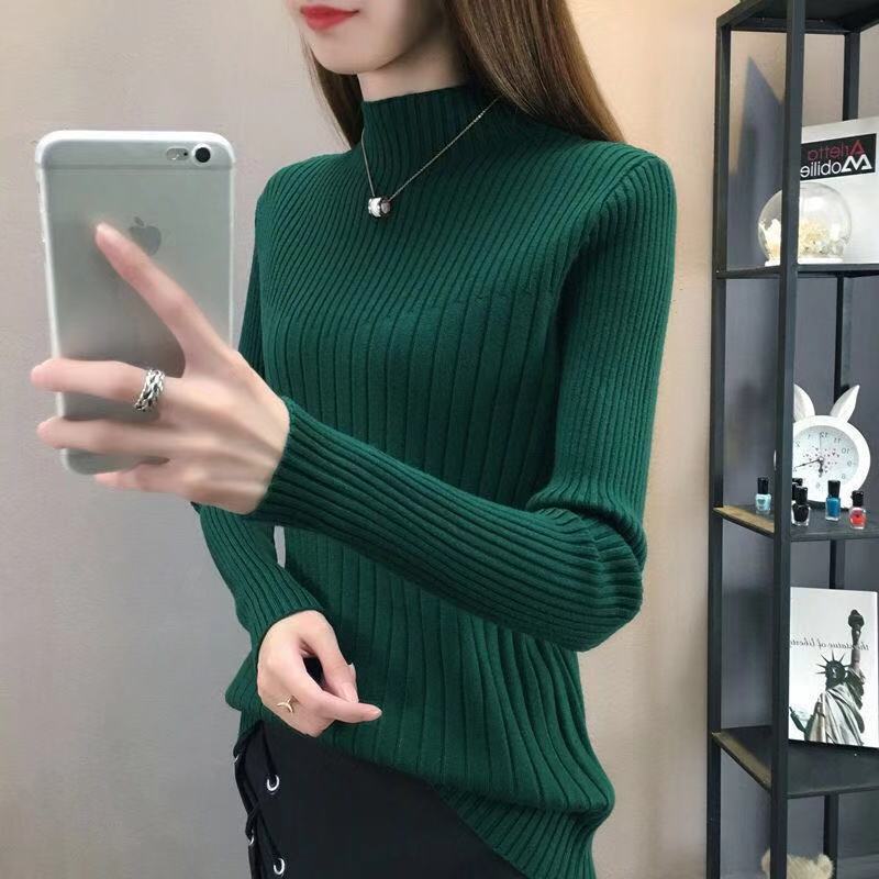 Slim Fit Slimming Inner Knitted Bottoming Shirt Women's Long Sleeve