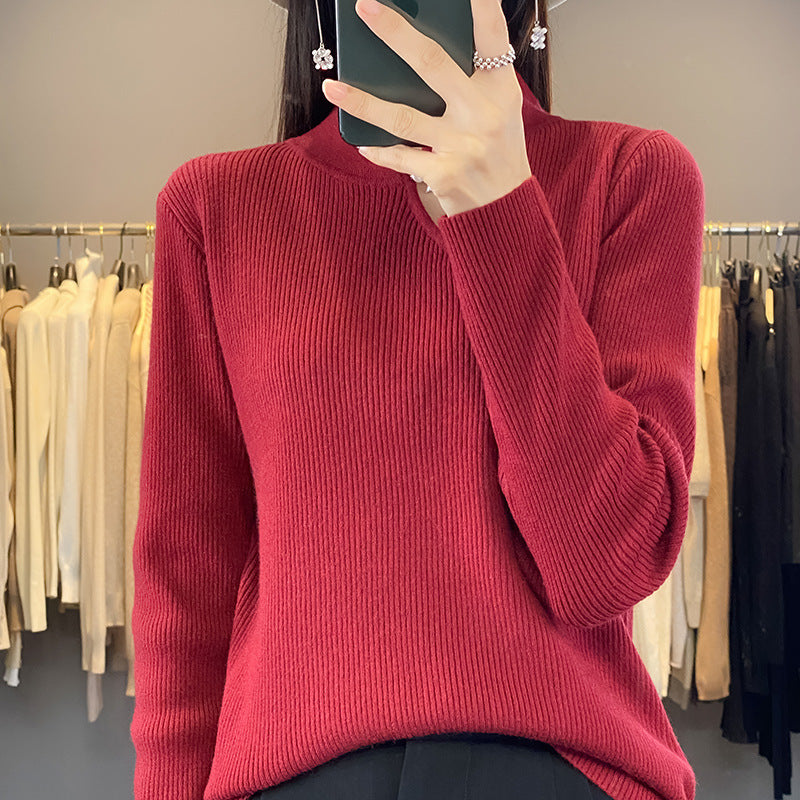 Half Turtleneck New Chinese Style Buckle Sweater Women's Sweater