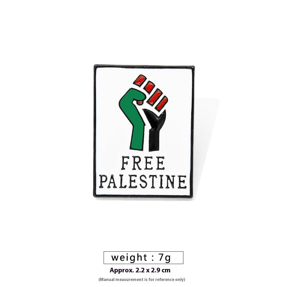 Free Palestine Flag Brooch Gold Badge Clothes Accessories Pin