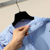 Long Sleeve Floral Loose White Shirt Doll Collar