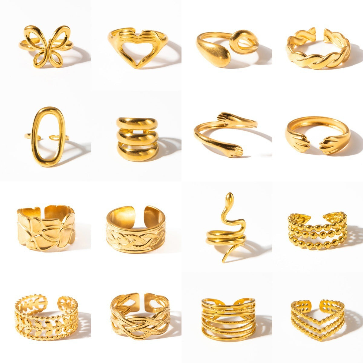 French Retro Titanium Steel Ring Golden