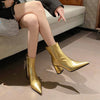 Chunky Heel Retro Ankle Boots Women Pointed French