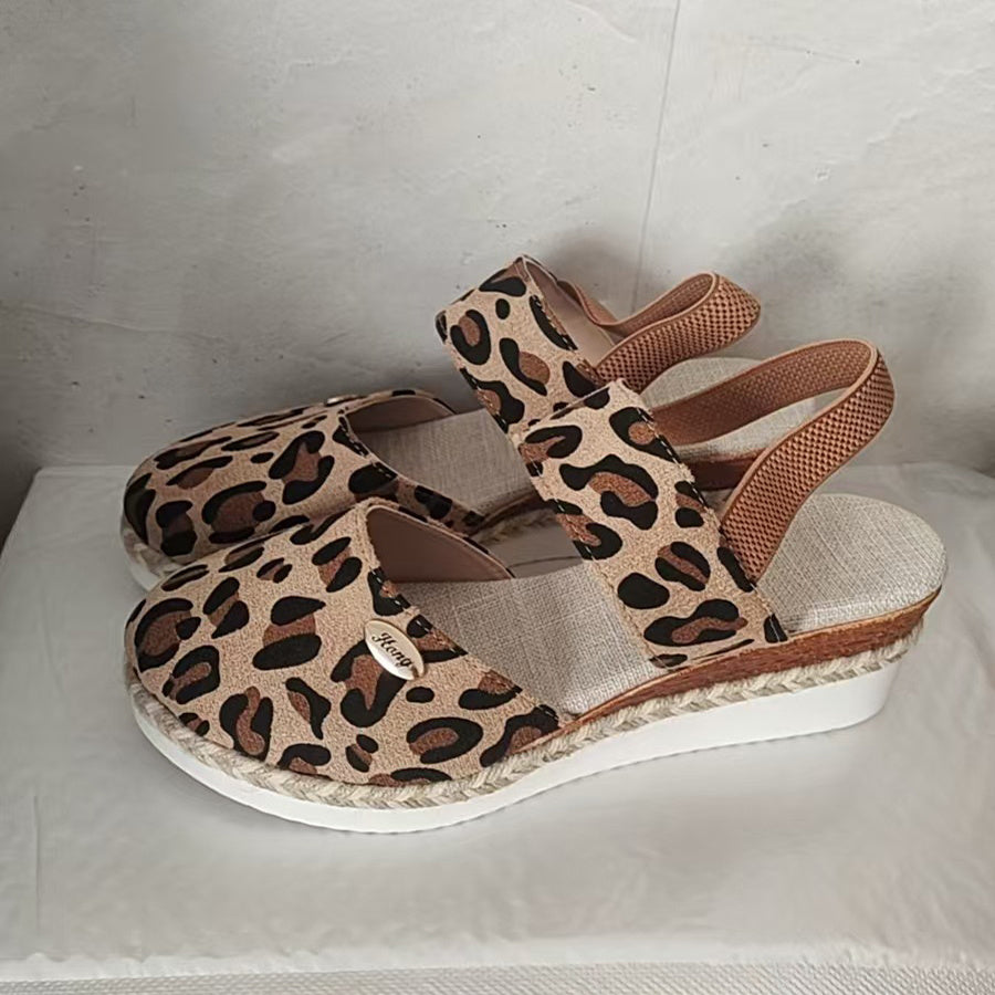 Hemp Rope Wedges Sandals Summer Lightweight Braided Closed Toe Elastic Band Shoes For Women