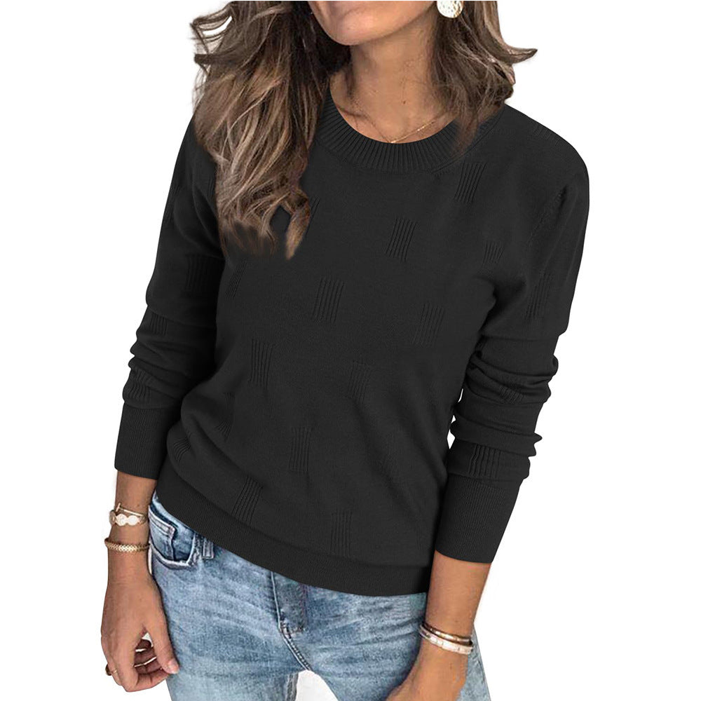 Solid Color Round Neck Pullover Knitting Bottoming Shirt