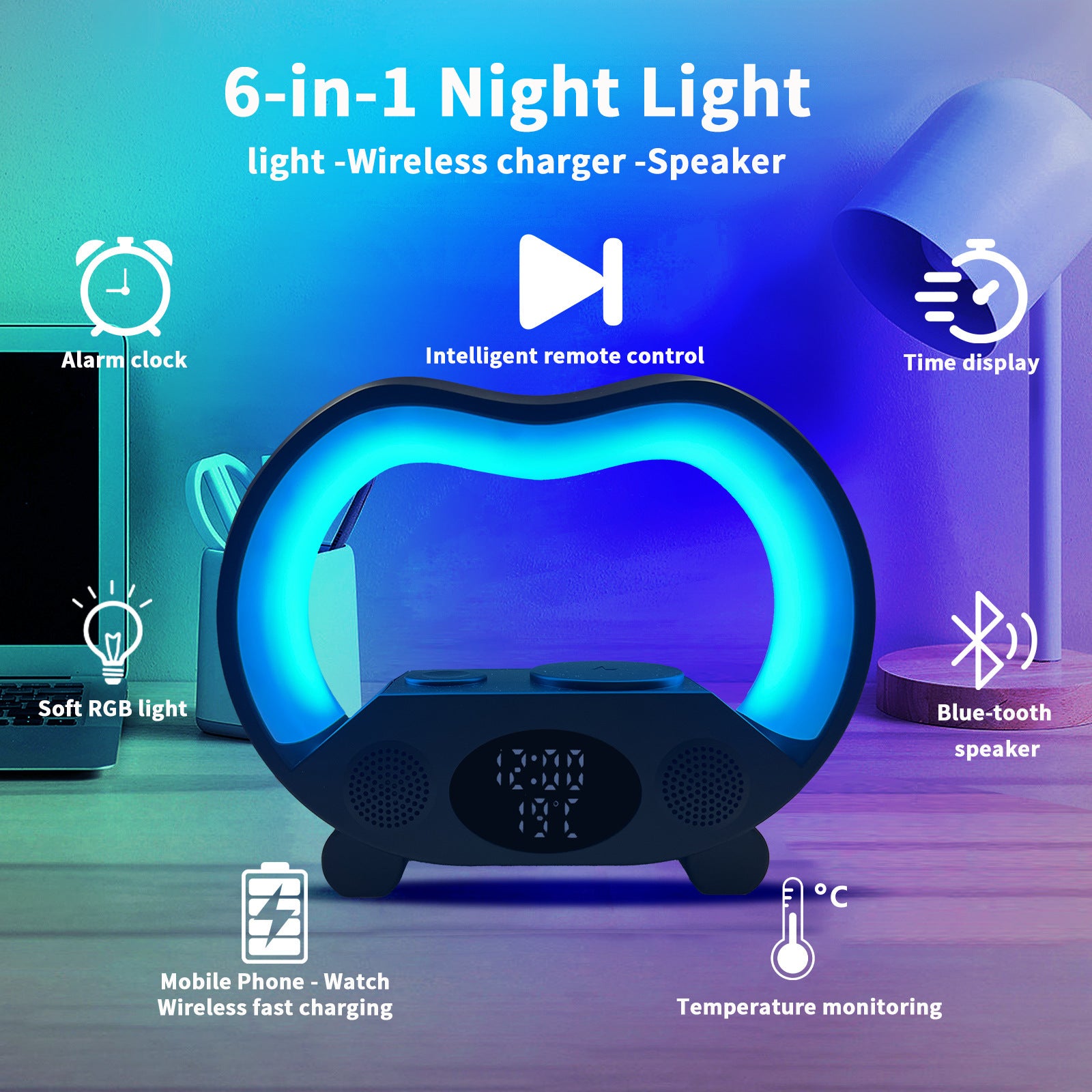 Wireless Charger Night Light Bluetooth-compatible Speaker