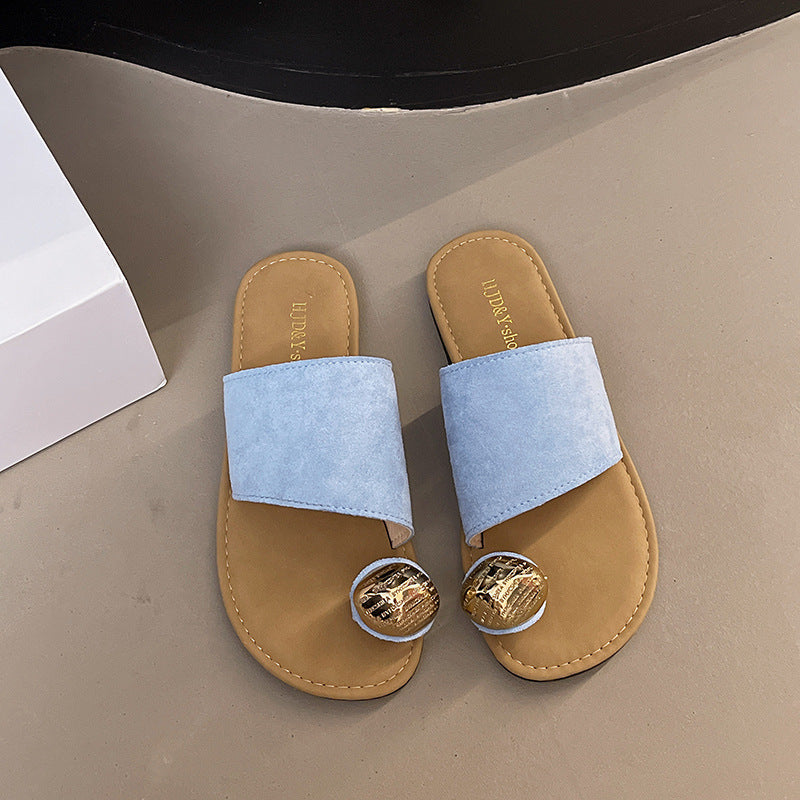 Women's Versatile Flat Bottomed French Toe Flip Flops