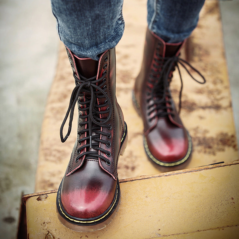 Men's Breathable Leather Cotton Shoes Lace-up