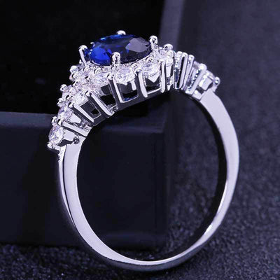 High-grade Blue Zircon Real Gold Ring