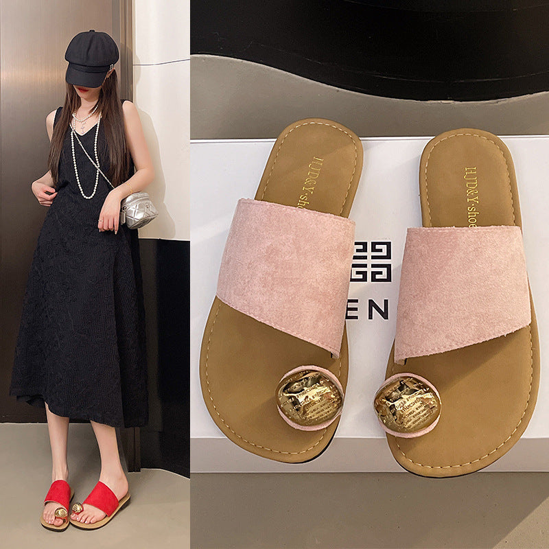 Women's Versatile Flat Bottomed French Toe Flip Flops