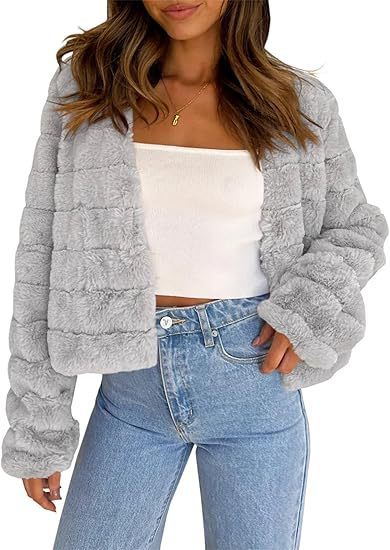 Faux Fur Long Sleeve Front Cardigan Short Coat