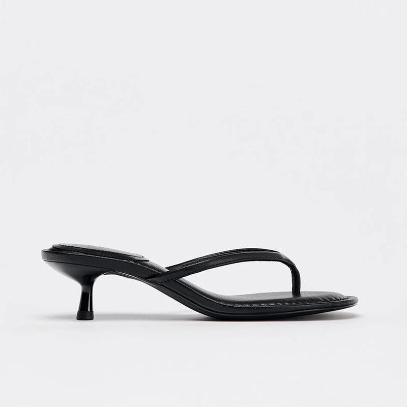 Summer Round Toe High Heel Flip-flops Flip-toe Mid Heel Sandals