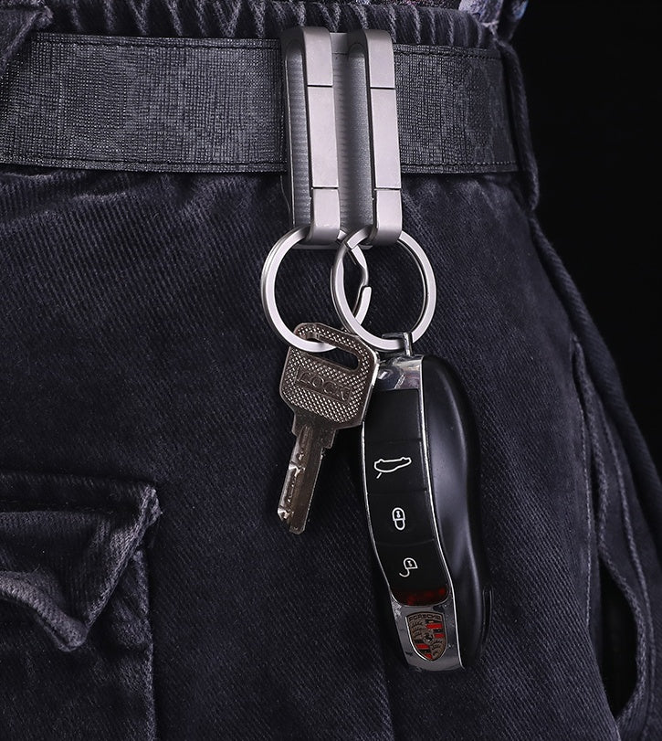 Titanium alloy belt key ring men wear belt double key ring