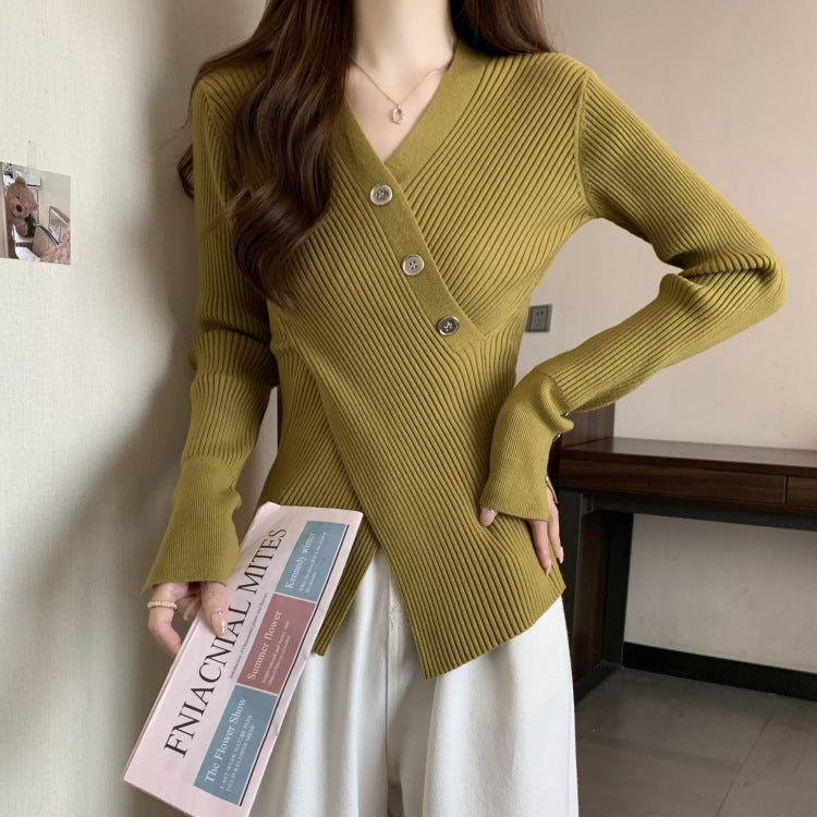 V-neck Pullover Design Sense Slimming Inner Autumn Sweater
