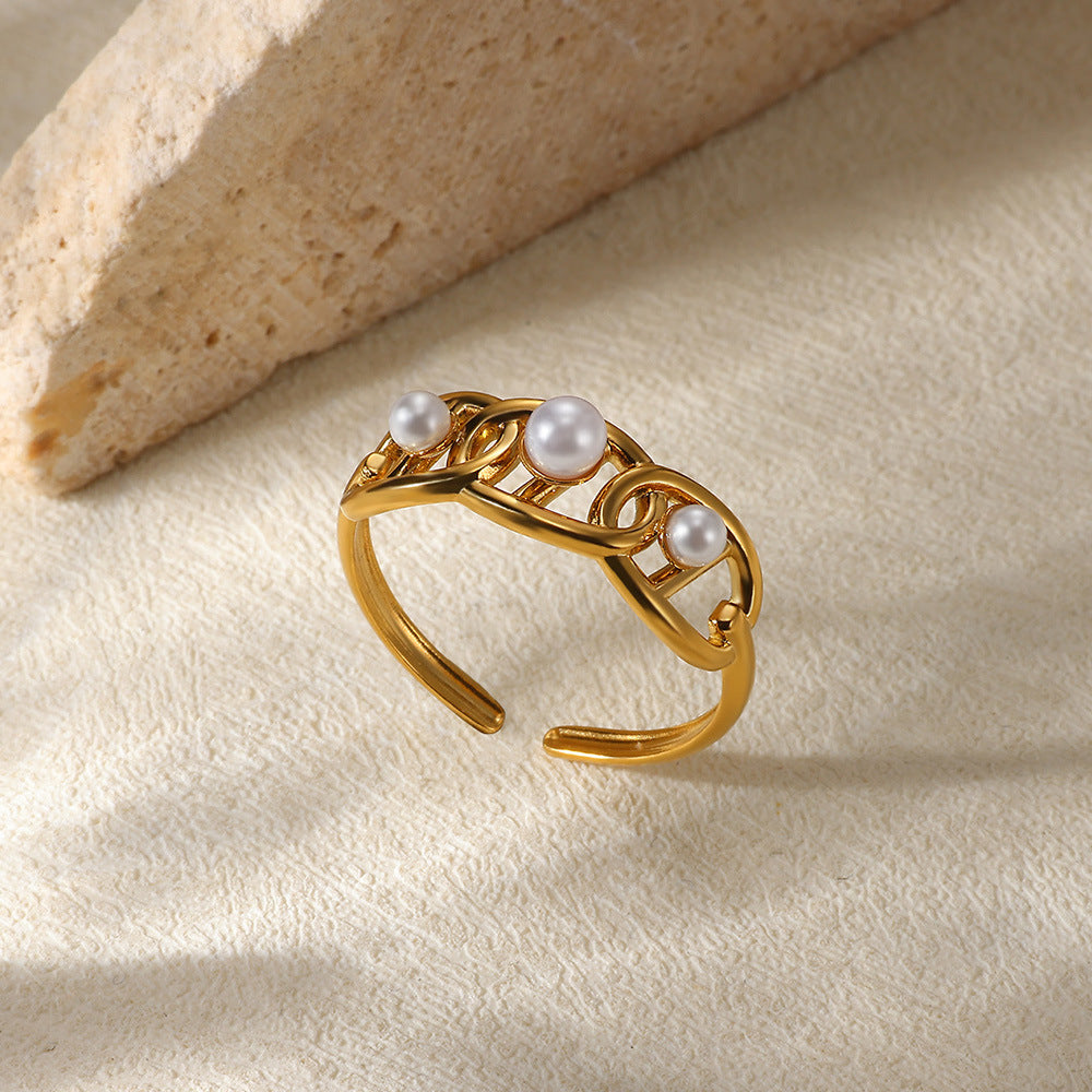 Stainless Steel Open Ring Plated 18K