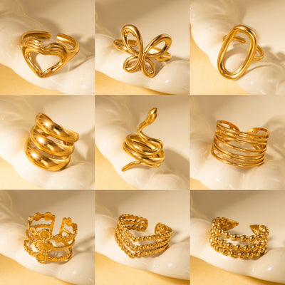 French Retro Titanium Steel Ring Golden
