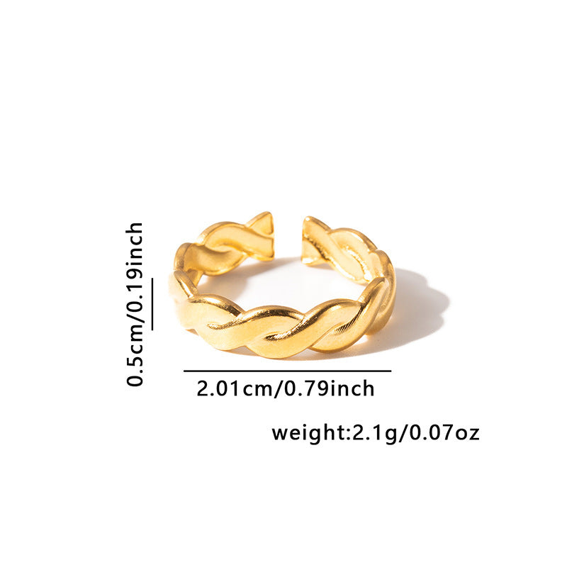 French Retro Titanium Steel Ring Golden