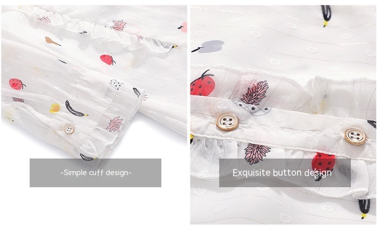 Women's Fashion Stand Collar Ruffle White Shirt