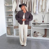 Women's Casual O-neck Short Diamond Plaid Cotton-padded Coat