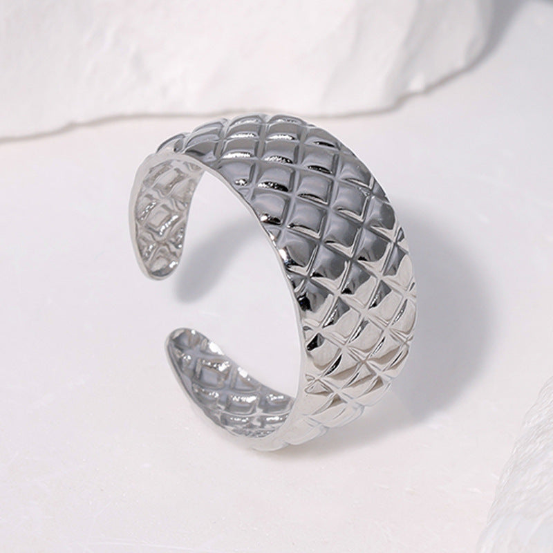 Diamond Plaid Vintage Stainless Steel Ring
