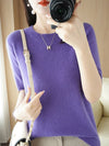 Knitted Short Sleeve Loose T-shirt Inner Wear Sweater Non-cashmere Bottoming Shirt